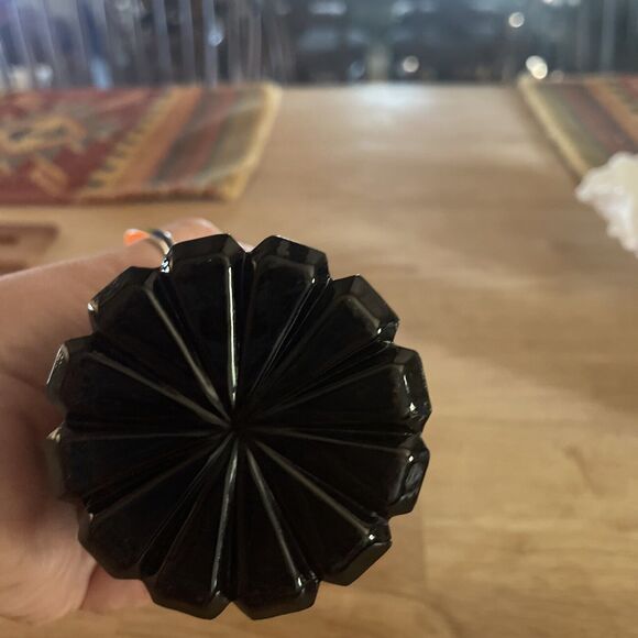 Indiana BLACK EBONY Tiara Glass SUZANNE Collection Art Deco 7 1/8" VASE Bamboo - Picture 5 of 5